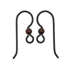 TierraCast French Hook Ear Wire with Antiqued Copper 3mm Bead Niobium oxidized black
