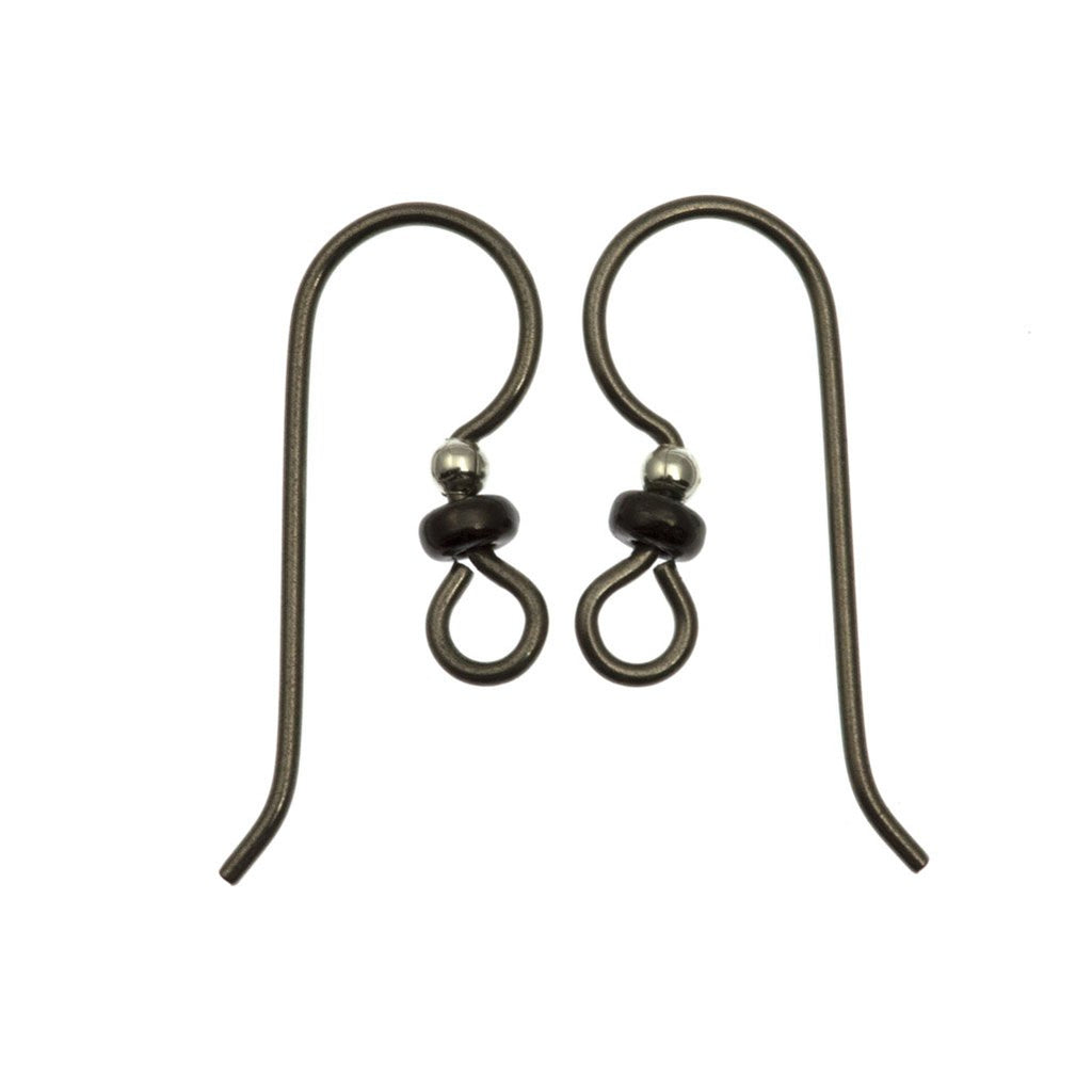 TierraCast French Hook Ear Wire with Sterling Silver 2mm and Black Plated Heishi Beads Niobium grey