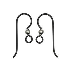 TierraCast French Hook Ear Wire with Sterling Silver 3mm Bead Niobium oxidized black