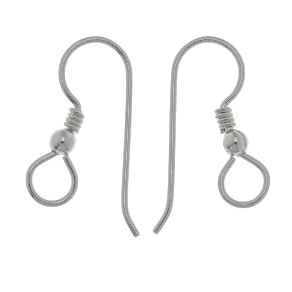 TierraCast French Hook Ear Wire Sterling Silver large loop with 3mm bead and coil