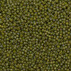 50g Toho Round Seed Bead 8/0 Matte Semi Glazed Olive AB (2631F)