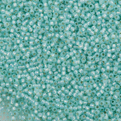 50g Toho Round Seed Bead 11/0 PermaFinish Silver Lined Milky Light Peridot (2118PF)