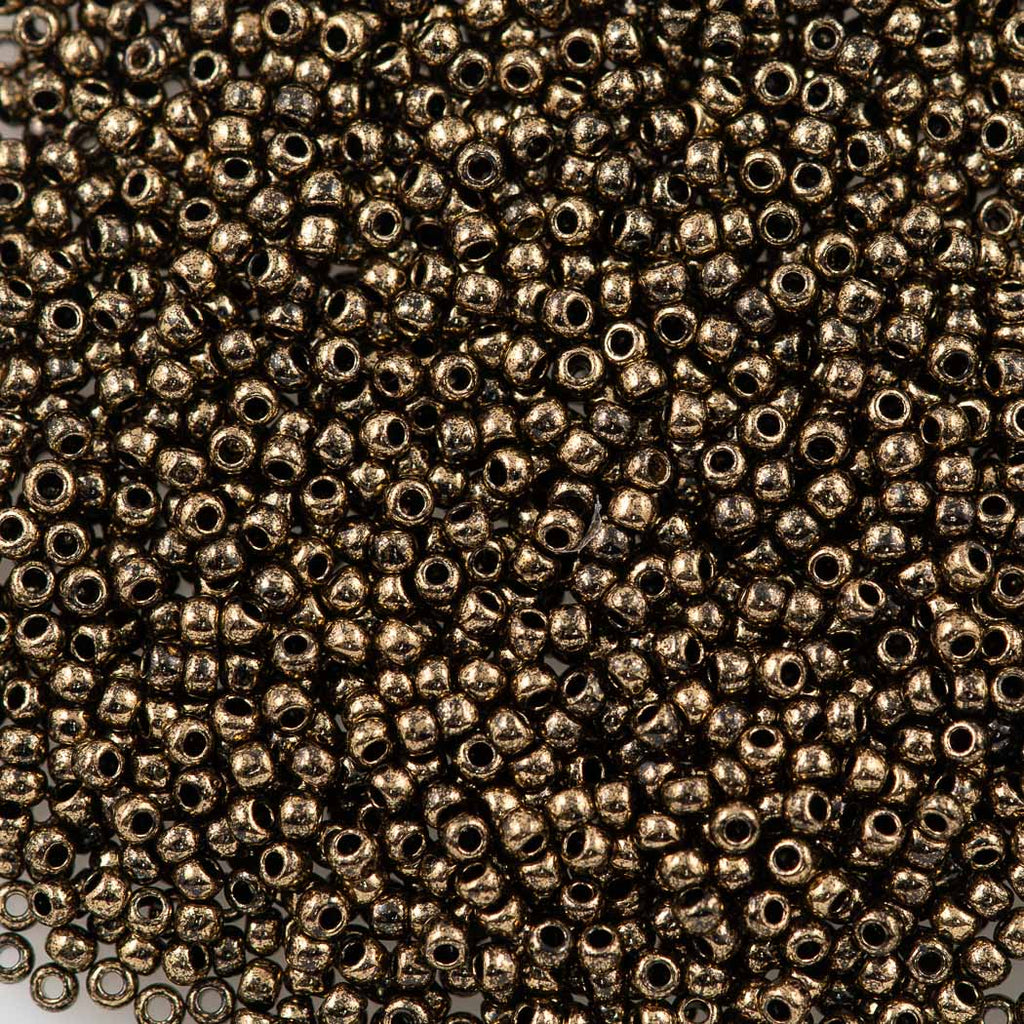 Toho Round Seed Bead 11/0 Gilded Marble Black (1706)
