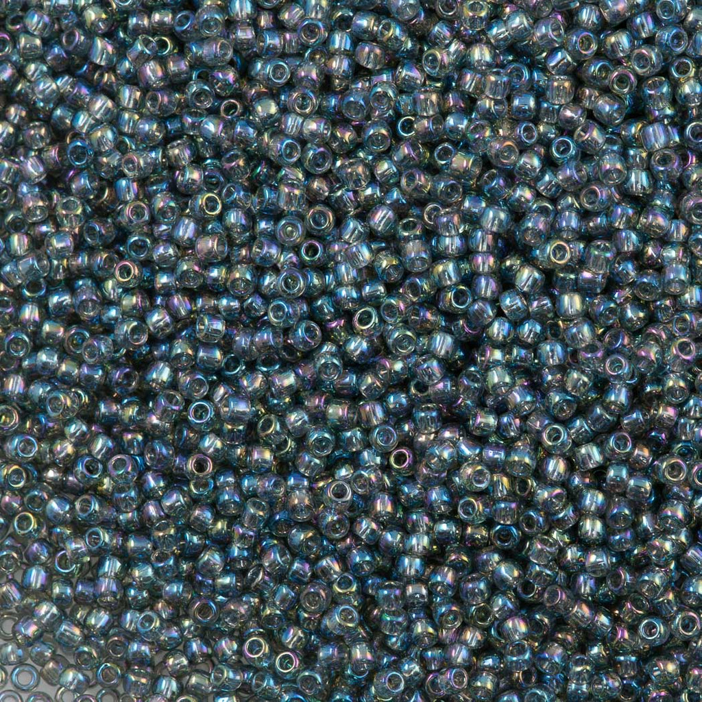 50g Toho Round Seed Bead 11/0 Transparent Dark Gray AB (176B)