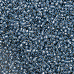 50g Toho Round Seed Bead 11/0 PermaFinish Silver Lined Milky Montana Blue (2102PF)