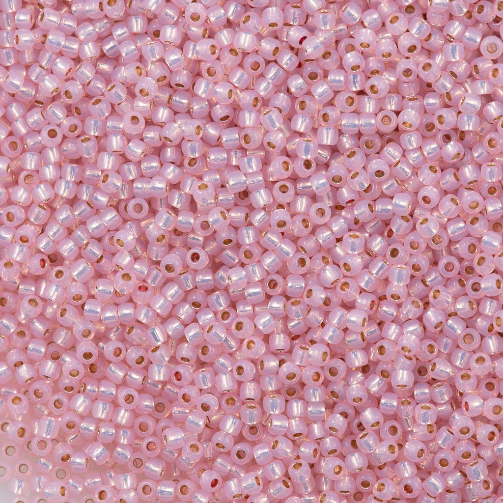 50g Toho Round Seed Bead 11/0 Permanent Finish Silver Lined Milky Baby Pink (2105PF)