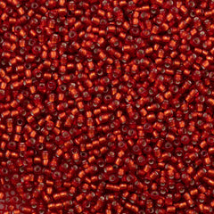 Toho Round Seed Bead 11/0 Silver Lined Matte Light Siam Ruby 2.5-inch Tube (25F)
