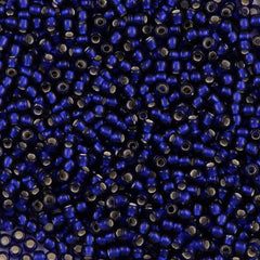 Toho Round Seed Bead 11/0 Silver Lined Transparent Matte Dark Cobalt 2.5-inch Tube (28DF)