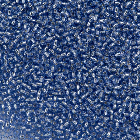 50g Toho Round Seed Bead 11/0 Silver Lined Transparent Light Blue (33)