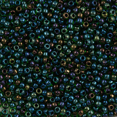 Toho Round Seed Bead 11/0 Inside Color Lined Purple Green (397)