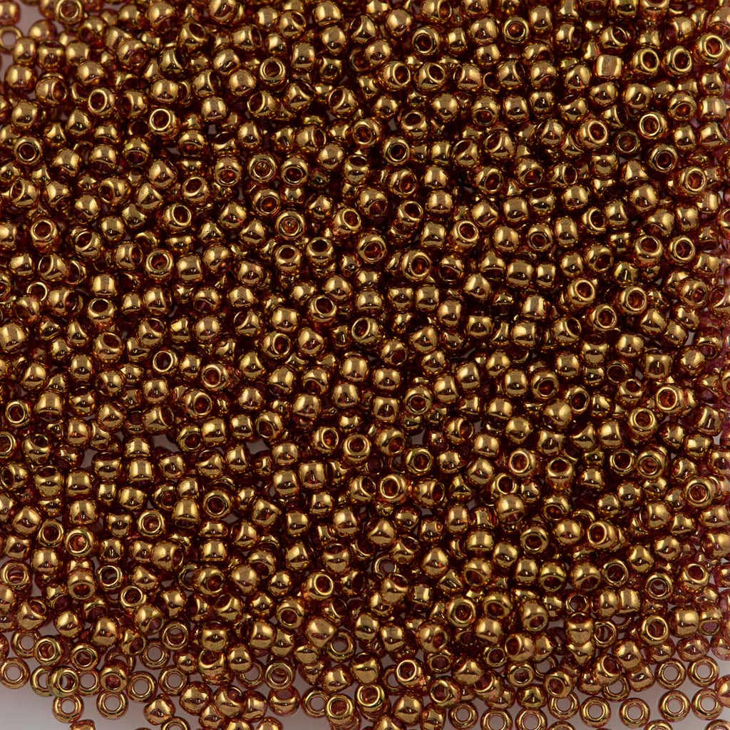 Toho Round Seed Bead 11/0 Gold Luster Transparent Pink 19g Tube (421)