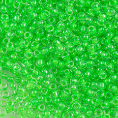 50g Toho Round Seed Bead 11/0 Inside Color Lined Bright Green (805)