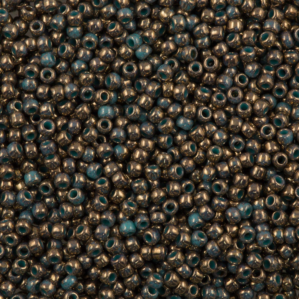 Toho Round Seed Bead 11/0 Gilded Marble Turquoise 2.5-inch Tube (1703)