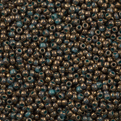 Toho Round Seed Bead 11/0 Gilded Marble Turquoise 2.5-inch Tube (1703)