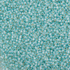 Toho Round Seed Bead 11/0 PermaFinish Silver Lined Milky Light Aqua 2.5-inch Tube (2116PF)