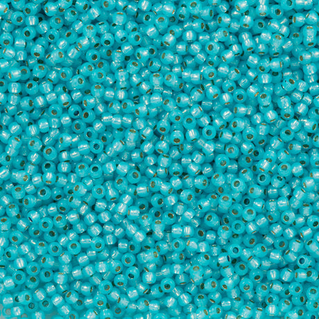 Toho Round Seed Bead 11/0 PermaFinish Silver Lined Milky Aqua 2.5-inch Tube (2117PF)