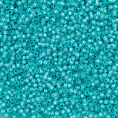 Toho Round Seed Bead 11/0 PermaFinish Silver Lined Milky Aqua 2.5-inch Tube (2117PF)