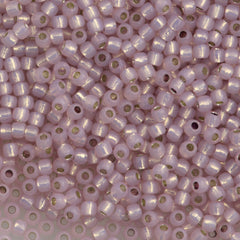 Toho Round Seed Bead 11/0 PermaFinish Silver Lined Light Milky Amethyst 19g Tube (2121PF)