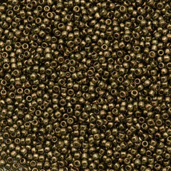 Toho Round Seed Bead 11/0 Gold Luster Prairie Green 19g Tube (324)
