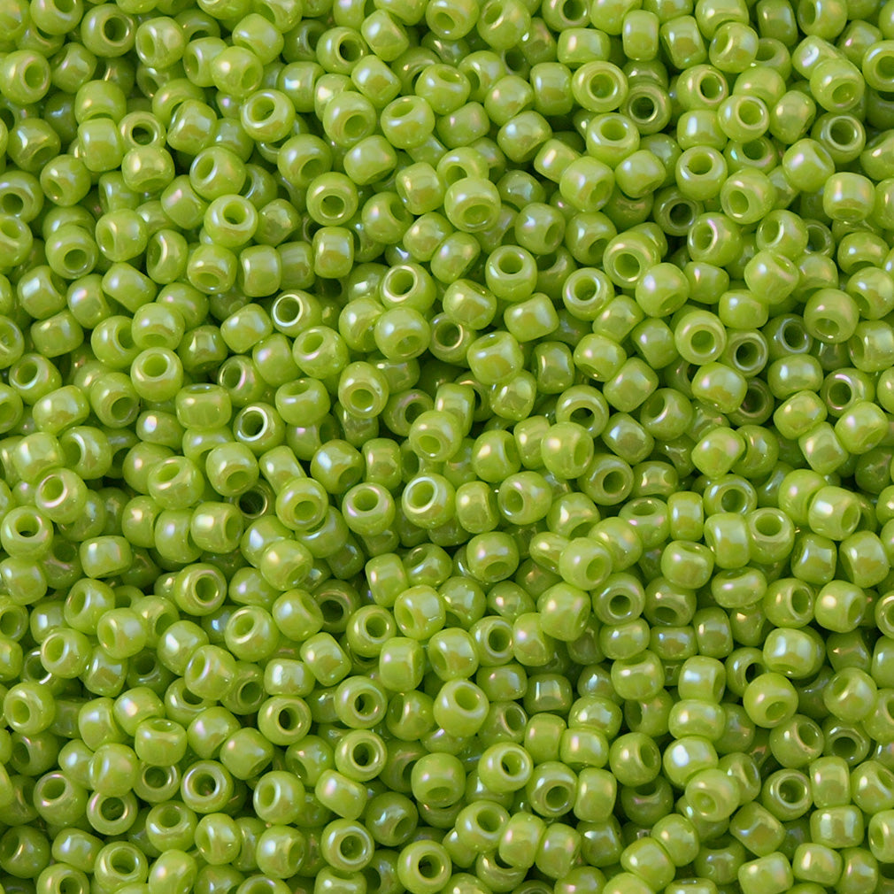 Toho Round Seed Bead 11/0 Opaque Lime AB 2.5-inch Tube (404)