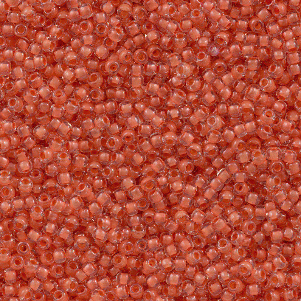 50g Toho Round Seed Beads 11/0 Inside Color Lined Dark Coral (964)