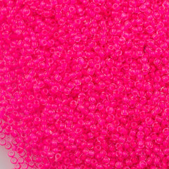 50g Toho Round Seed Bead 11/0 Matte Inside Color Lined Neon Pink (971)