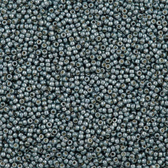 Toho Round Seed Bead 15/0 PermaFinish Galvanized Blue Slate 2.5-inch Tube (565PF)