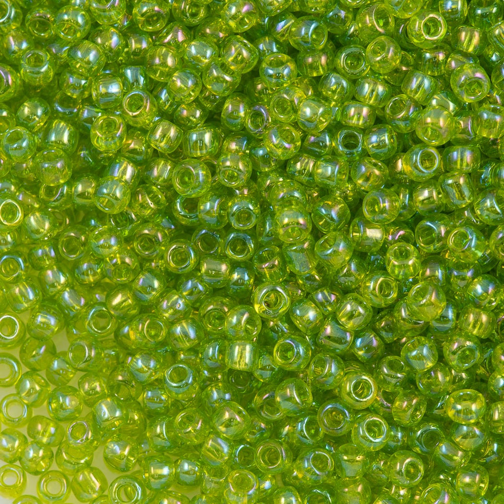 50g Toho Round Seed Beads 6/0 Transparent Lime Green AB (164)