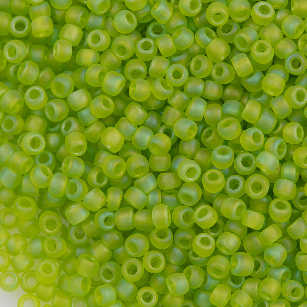 50g Toho Round Seed Bead 6/0 Transparent Matte Lime Green AB (164F)