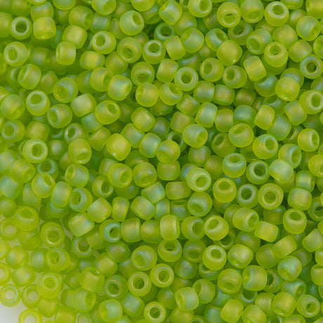 50g Toho Round Seed Bead 6/0 Transparent Matte Lime Green AB (164F)