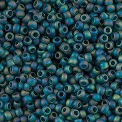 Toho Round Seed Beads 6/0 Transparent Matte Teal AB 2.5-inch tube (167BDF)