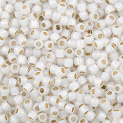 50g Toho Round Seed Beads 6/0 Silver Lined Milk White (2100)