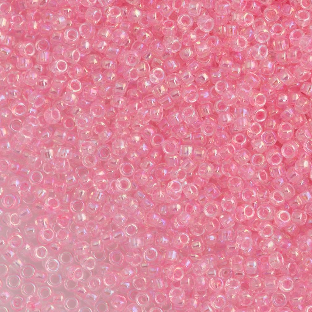 50g Toho Round Seed Beads 6/0 Transparent Dyed Pink AB (171D)