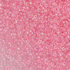 Toho Round Seed Beads 6/0 Transparent Dyed Pink AB 2.5-inch tube (171D)