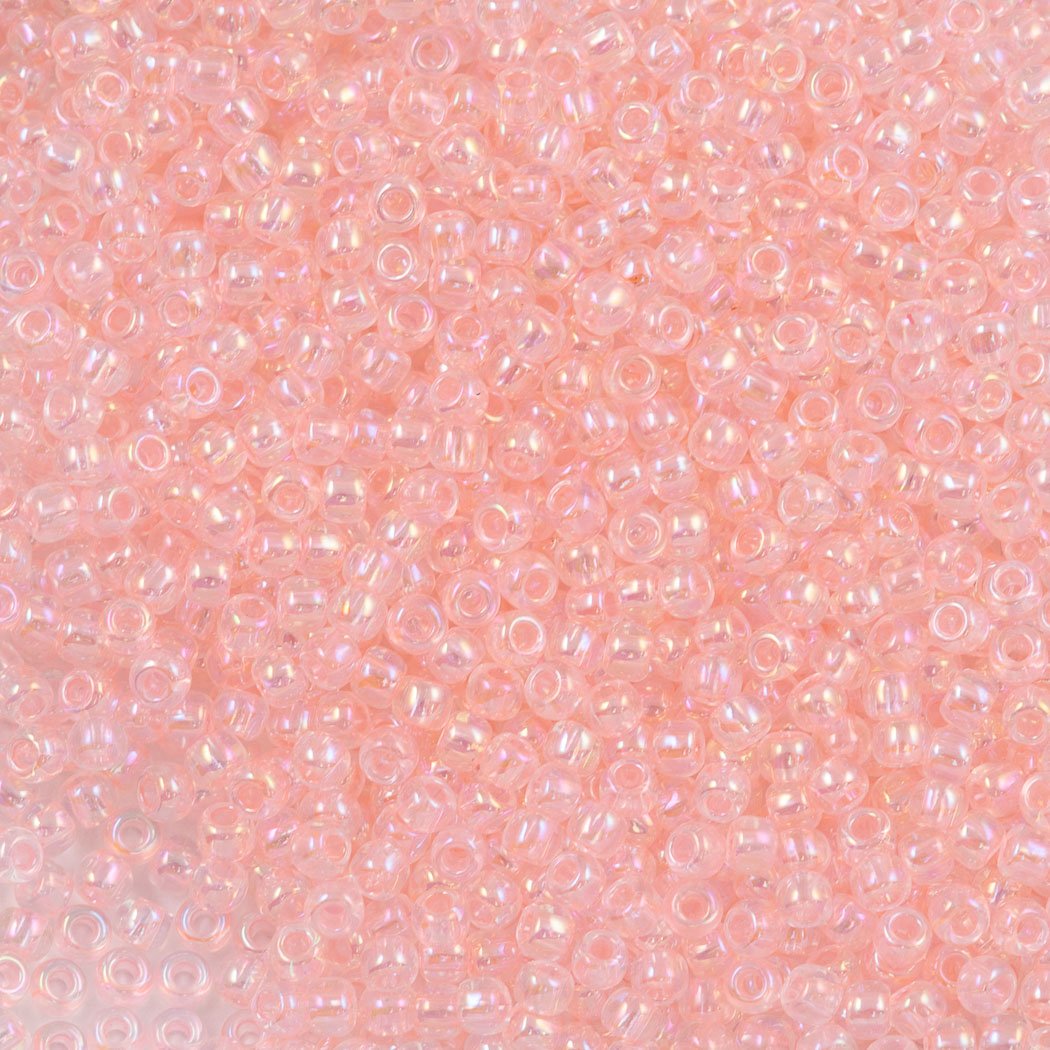 50g toho Round Seed Bead 8/0 Transparent Light Pink AB (171)