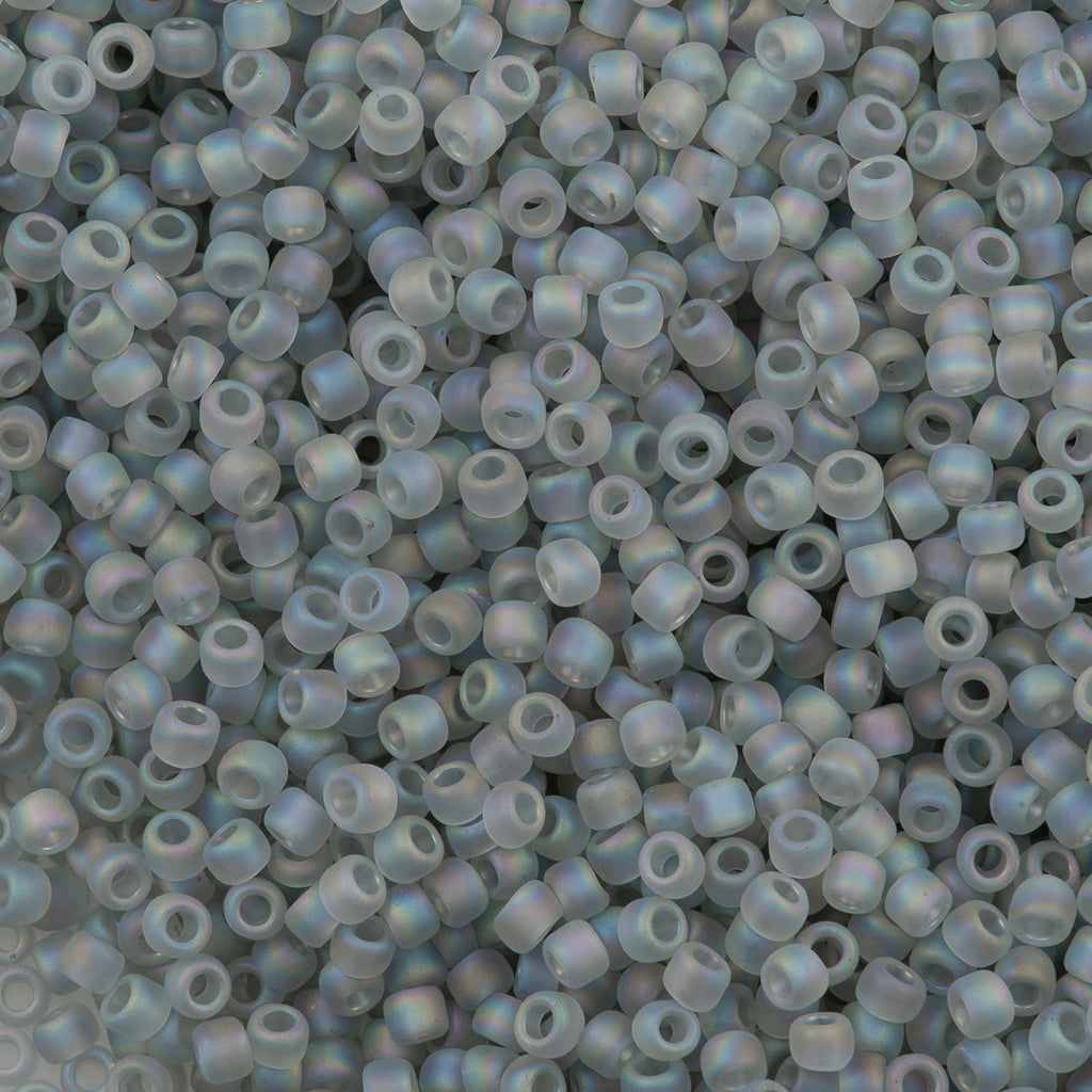 50g Toho Round Seed Bead 8/0 Transparent Matte Light Gray AB (176AF)