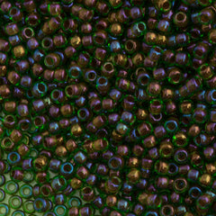 50g Toho Round Seed Bead 8/0 Inside Color Peridot Oxblood Lined (247)