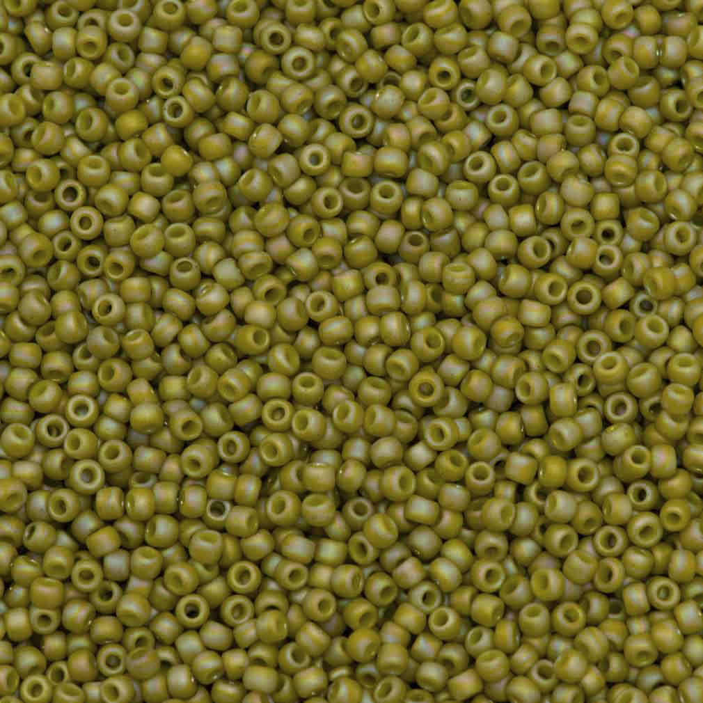 50g Toho Round Seed Bead 8/0 Matte Semi Glazed Lemongrass AB (2630F)
