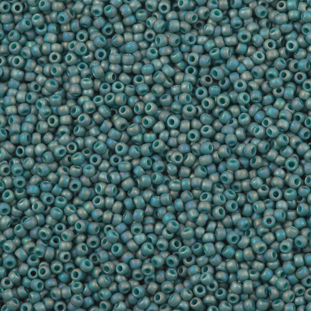 50g Toho Round Seed Bead 8/0 Matte Semi Glazed Turquoise AB (2634F)