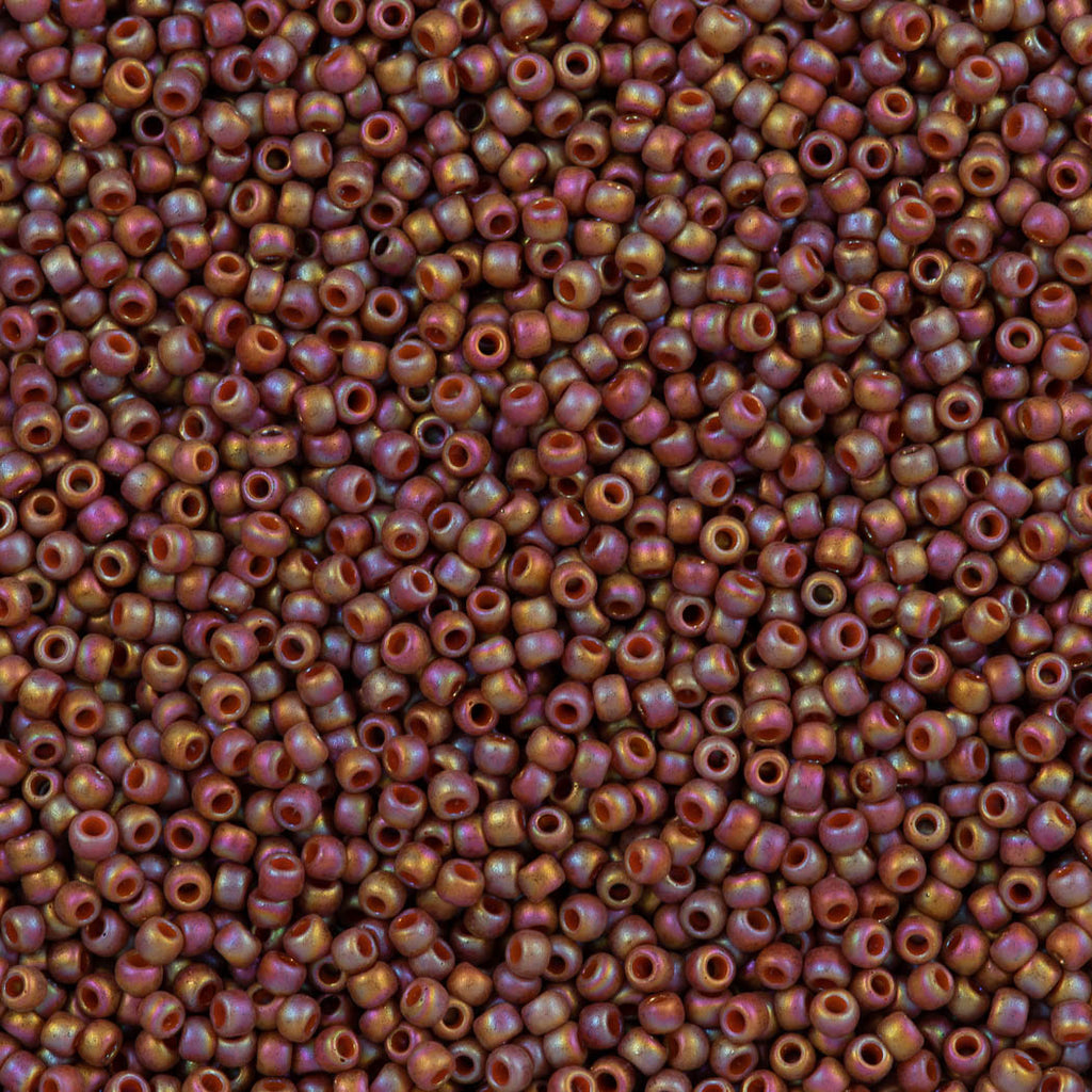 50g Toho Round Seed Bead 8/0 Matte Semi Glazed Burnt Orange AB (2640F)