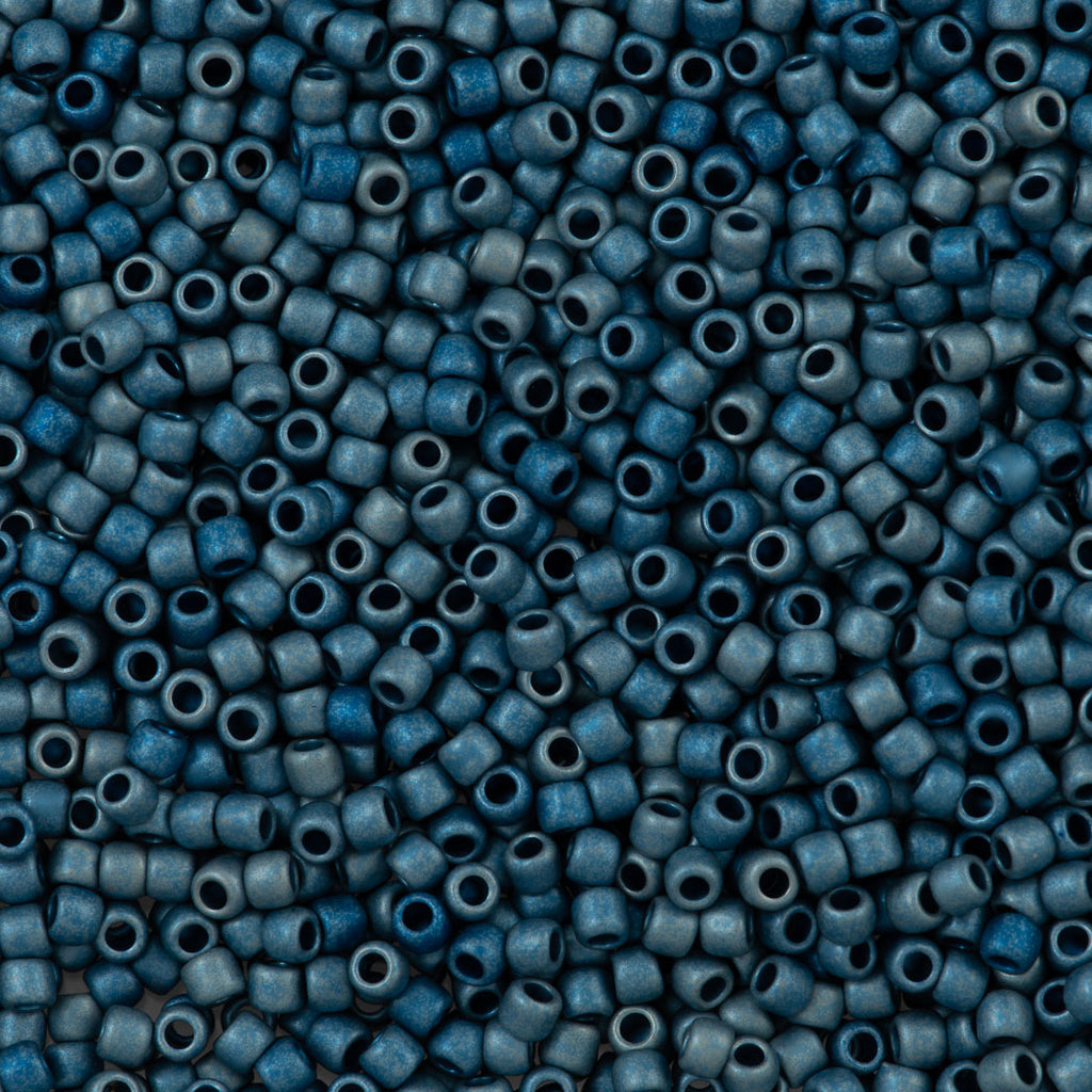 50g Toho Round Seed Bead 8/0 Higher Metallic Matte Mediterranean Blue (511F)