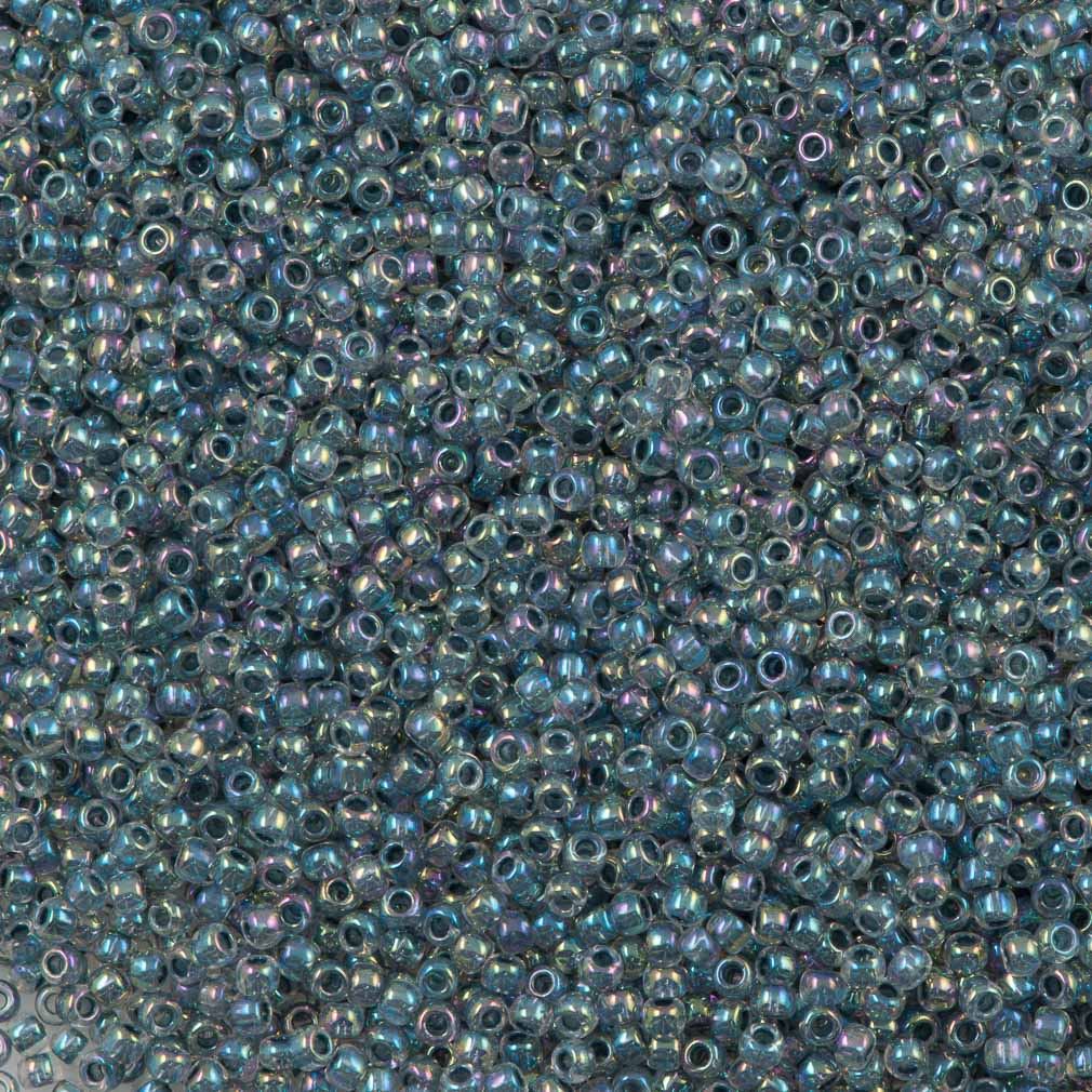 50g Toho Round Seed Bead 8/0 Inside Color Crystal Montana Blue Lined AB (773)