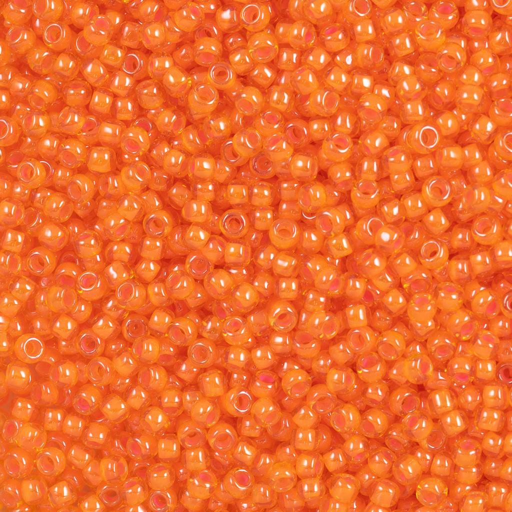 50g Toho Round Seed Bead 8/0 Inside Color Lined Orange Mandarin (957)