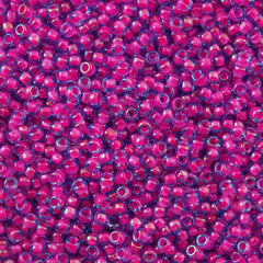 50g Toho Round Seed Bead 8/0 Luminous Light Sapphire Neon Pink Lined (980)