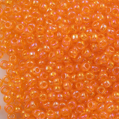 50g Toho Round Seed Bead 8/0 Transparent Orange AB (174)