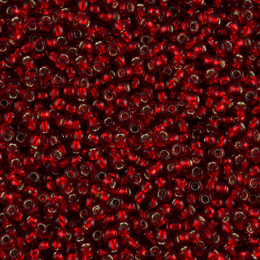 50g toho Round Seed Bead 8/0 Silver Lined Garnet (25C)