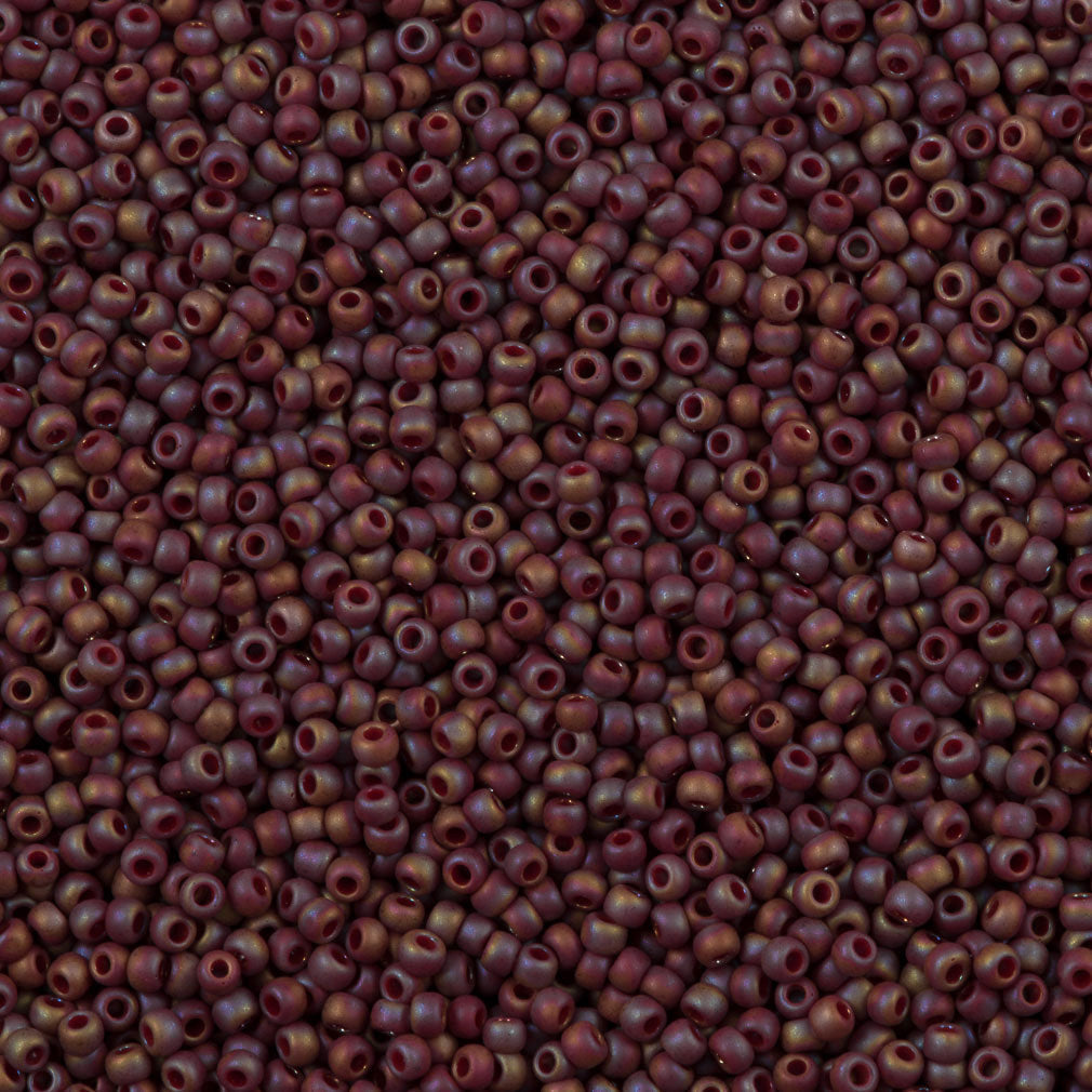 50g Toho Round Seed Bead 8/0 Semi Glazed Dark Red AB (2639F)
