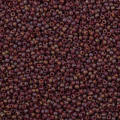 50g Toho Round Seed Bead 8/0 Matte Semi Glazed Dark Red AB (2639F)