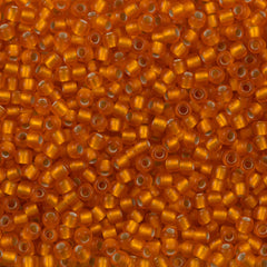 Toho Round Seed Bead 8/0 Silver Lined Transparent Matte Tangerine 2.5-inch tube (30BF)