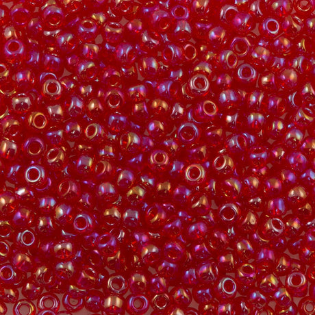 Toho Round Seed Bead 8/0 Transparent Dark Raspberry AB 2.5-inch tube (165B)